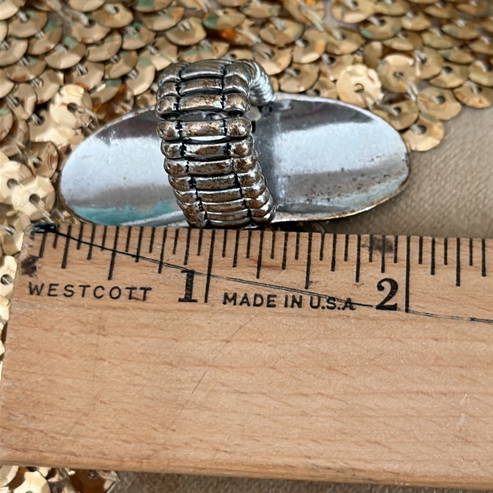 Statement Ring Silver Tone Tiny Marquisettes Etch… - image 8